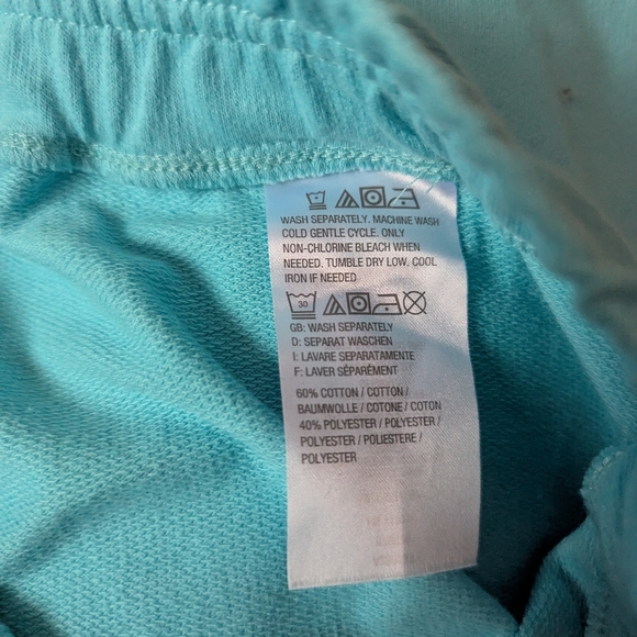 Quacker Factory Women's Medium Capri Turquoise Blue Soft Knit Pull On Shorts - Picture 6 of 10